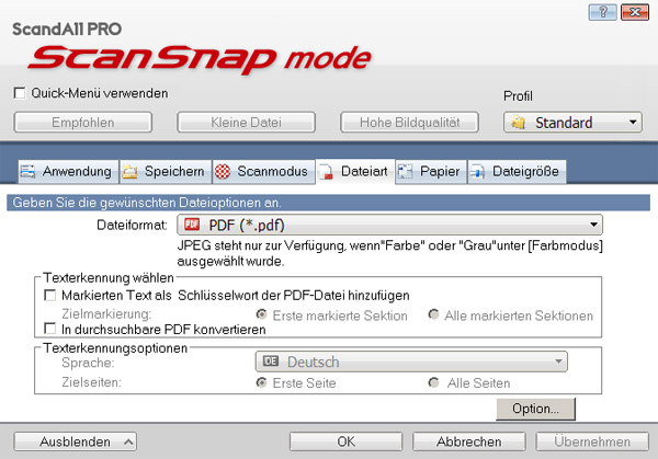 ScanSnap Mode in ScandAll Pro V2